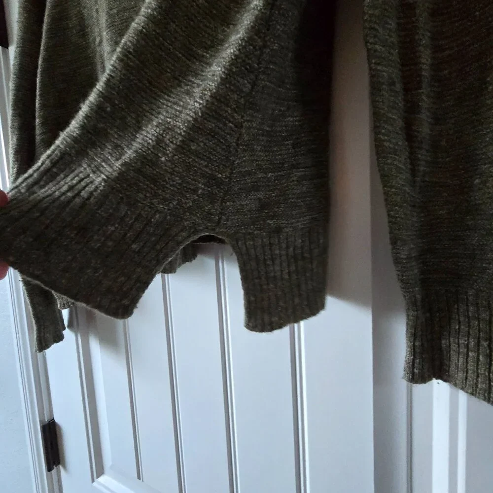 Eileen Fisher Petite Olive V-Neck Sweater Wool Linen Silk Relaxed Fit PL - Picture 9 of 14